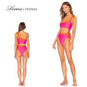 Lovers + Friends Retro One Piece in Pink & Orange
